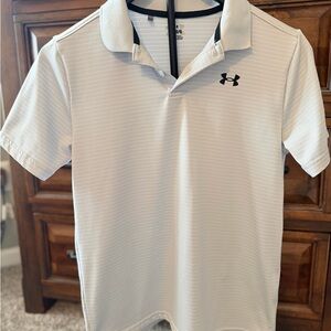 Under Armour Boys Grey with White stripes Polo Shirt